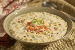 crab and grilled corn chowder