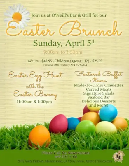 Easter Brunch Buffet - O'Neills Grill & Bar - Mission Viejo - Great ...