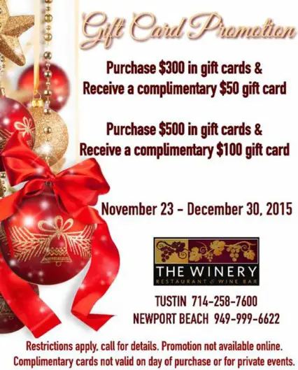 Winery Gift Cards