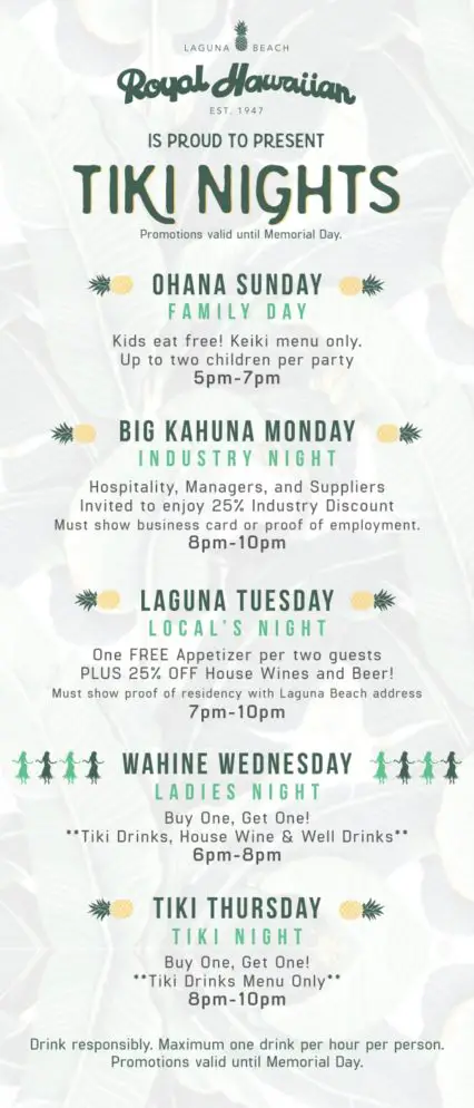 The Royal Hawaiian Tiki Nights - Ohana Sundays