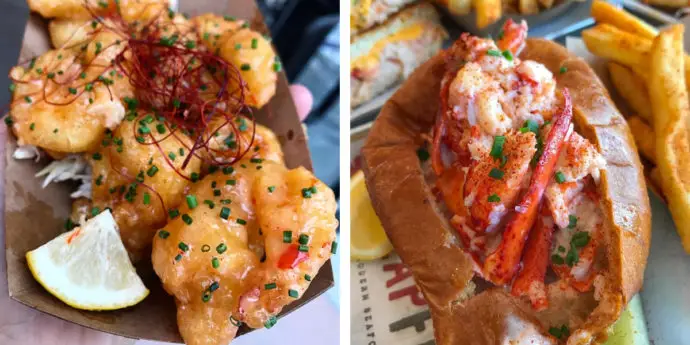 Slapfish lobster roll and Bracken's Kitchen shrimp