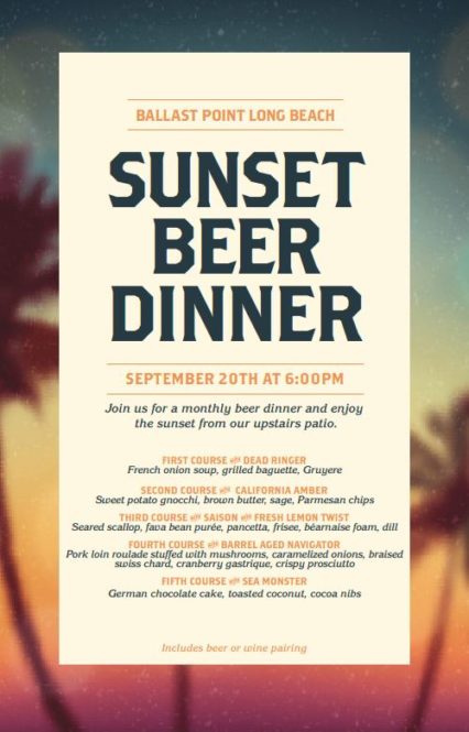 Ballast Point Sunset Dinner