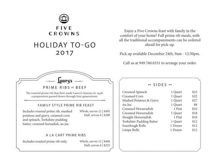 Five Crown's Holiday ToGo