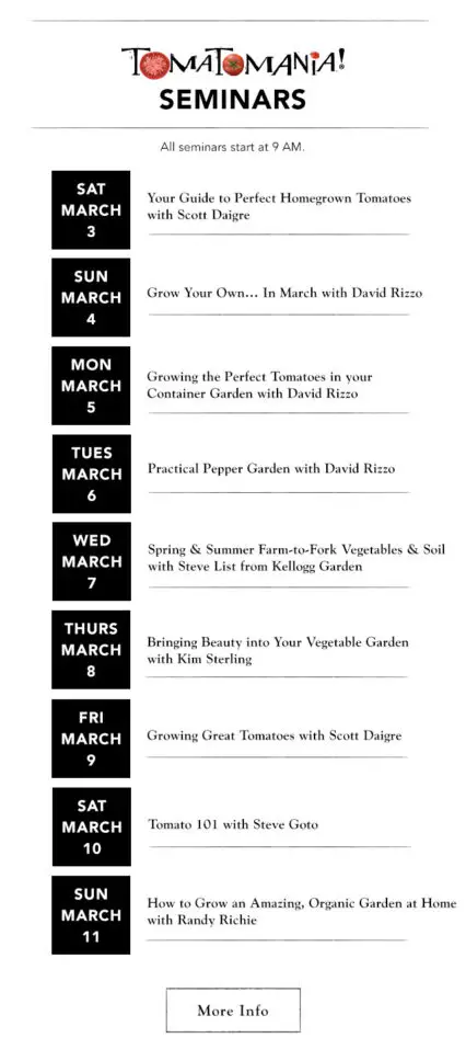 Tomatomania Seminar List