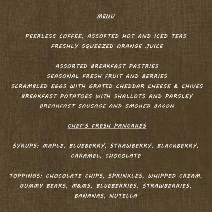 The Ranch Pancakes Menu