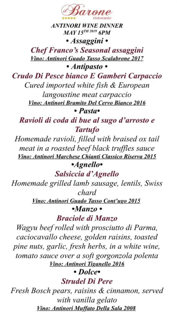 Il Barone Antorini Wine Dinner