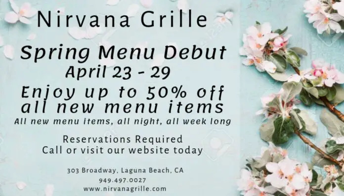 Nirvana Grill Spring Menu Special