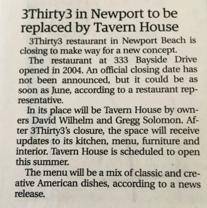 Tavern House Opening