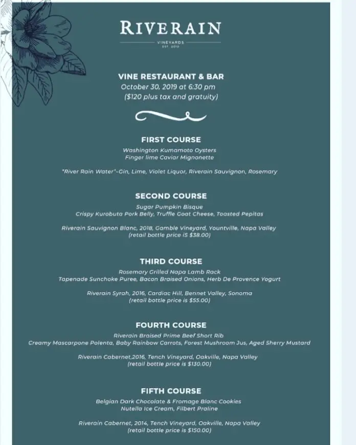 Riverain Wine Dinner