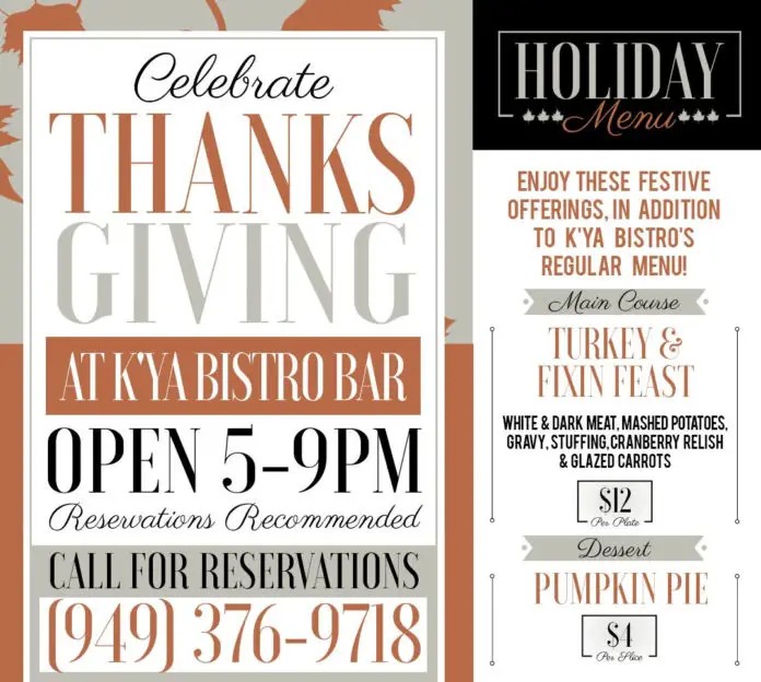 K'ya Bistro 2019 Thanksgiving