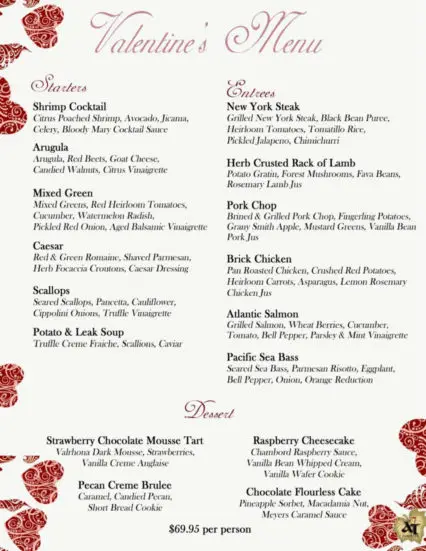 Arroyo Trabuco Menu