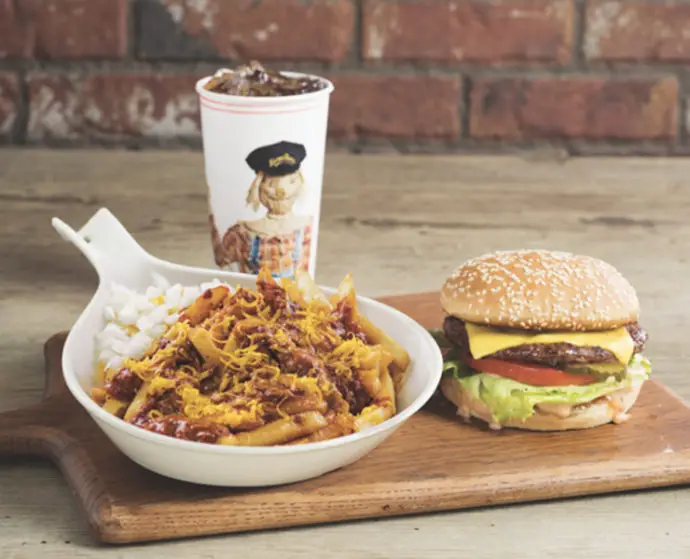 Farmer Boys Burger And Chili Cheese Fries