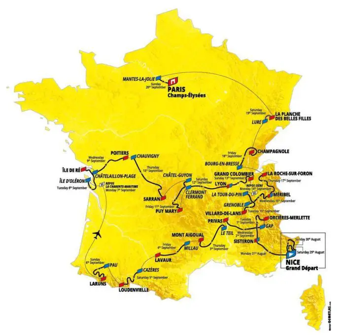 Le Tour De France 2020 Map