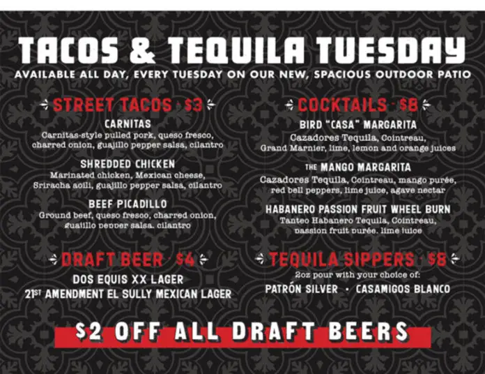 GuacAmigos Tacos Tuesday Menu