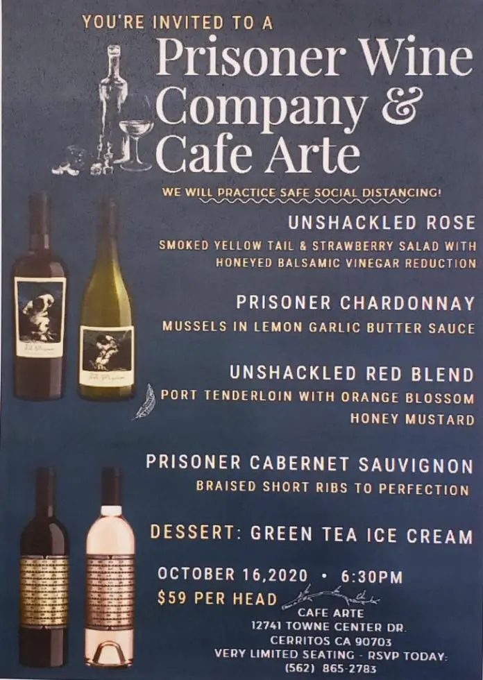 Wine Dinner With Prisoner Wine