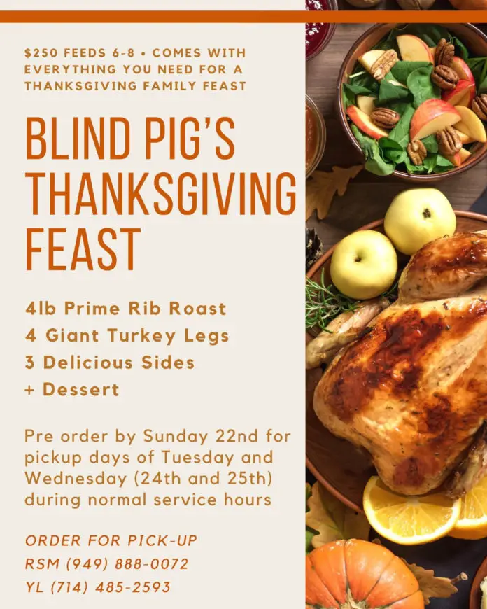 Blind Pig Thanksgiving Meal